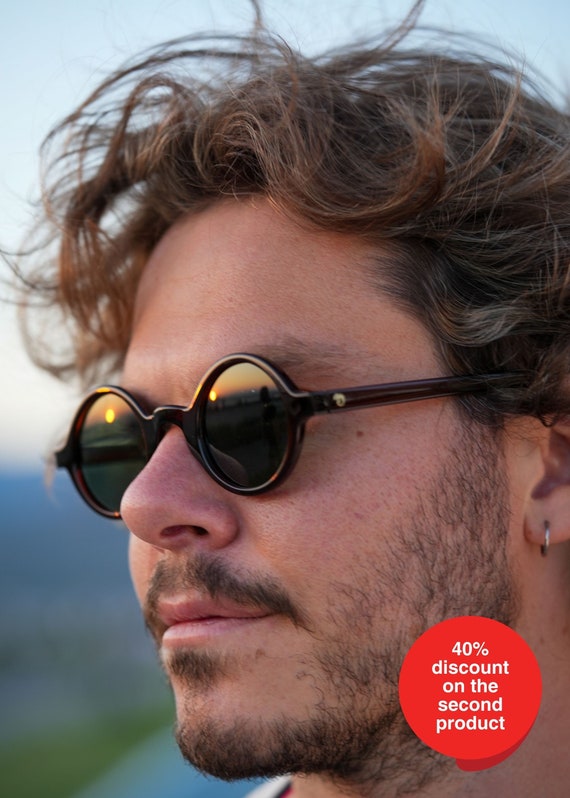 Super Dark Tint Rounded Sunglasses Men Hippie Sunglasses Vintage Round Sunglasses 1940s Sunglasses Circle Sunglasses Thesezaraccesories Etsy