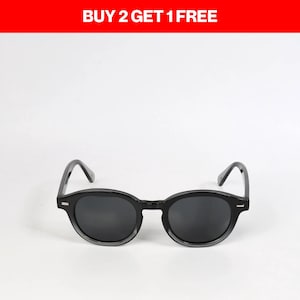 Lunettes de soleil arrondies de teinte super foncée pour hommes, lunettes de soleil hippie, lunettes de soleil rondes vintage, lunettes de soleil aviateur, lunettes de soleil noires avec pochette