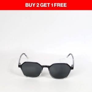 Angular gray sunglasses,Angular two color frame sunglasses,Men's dark black tone top quality sunglasses with pouch, Black shade sunglasses