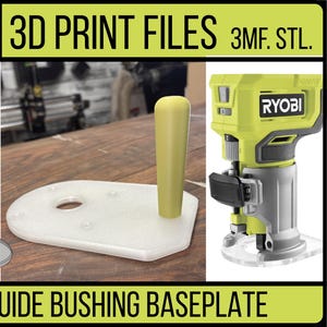 RYOBI Compact Trim / Palm Router Baseplate - Guide Bushing Compatible | 3D Print Model File - Instant Digital Download STL 3MF File Types