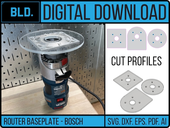 BOSCH Colt Router Baseplate CNC Laser Files: 3 Shapes (digital