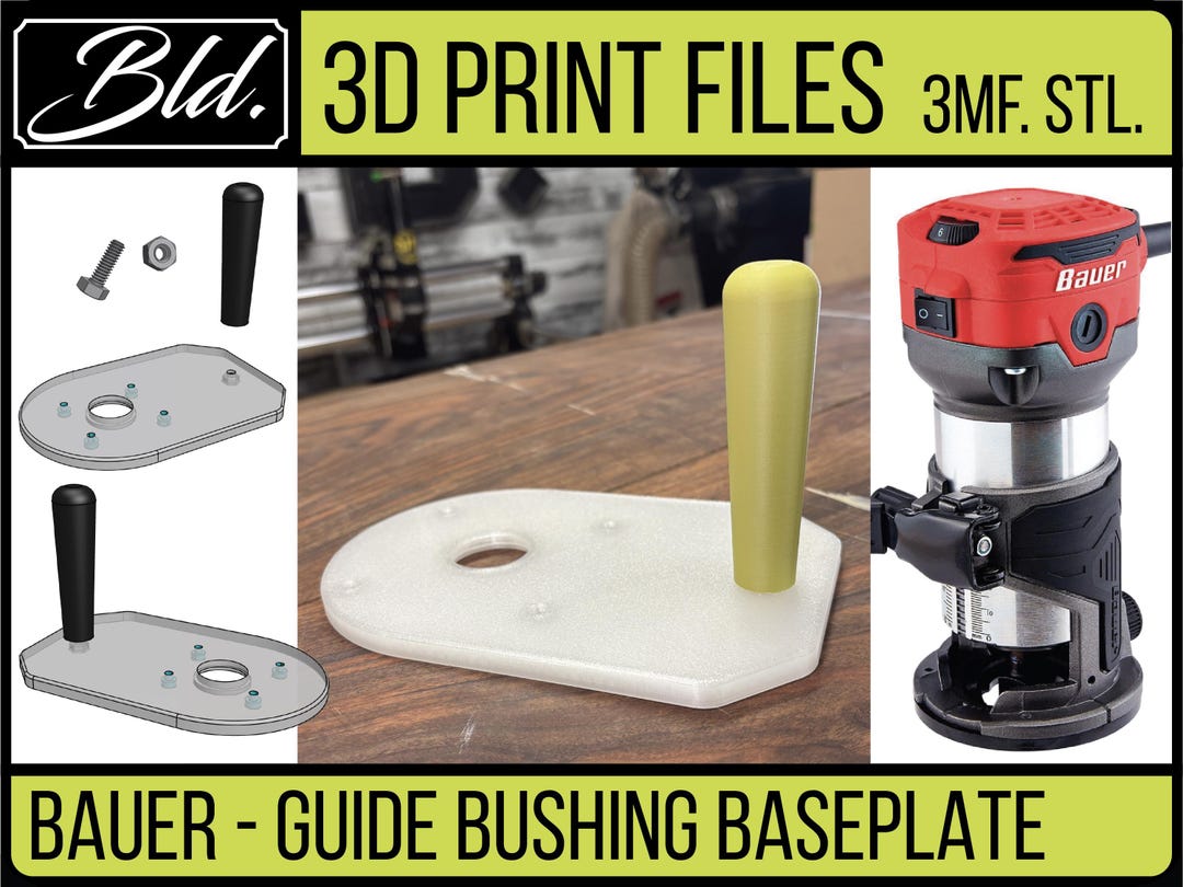 Bayer Router Step File BAUER Router Baseplate 3D Print Model: Guide Bushing Compatible (STL ...