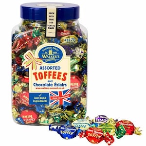 1.25 kg Gift Jar Walkers Nonsuch Assorted Toffees and Chocolate Eclairs