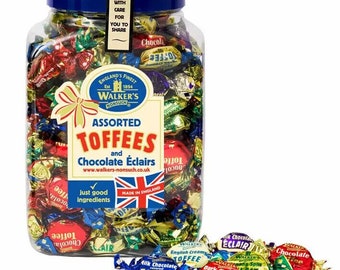 1,25 kg di regalo in barattolo Walkers Nonsuch Assorted Toffees e Chocolate Eclairs