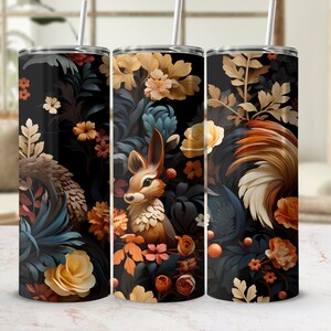 3D Fall Vibes 20 Oz Skinny Tumbler Wrap, Autumn Tumbler Sublimation, Hello Fall, Thanksgiving, Seamless Design, Instant Digital Download PNG