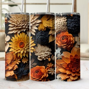 3D Fall Vibes 20 Oz Skinny Tumbler Wrap, Autumn Tumbler Sublimation, Hello Fall, Thanksgiving, Seamless Design, Instant Digital Download PNG