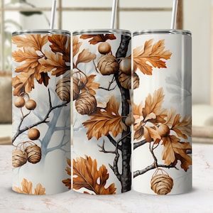 3D Fall Vibes 20 Oz Skinny Tumbler Wrap, Autumn Tumbler Sublimation, Hello Fall, Thanksgiving, Seamless Design, Instant Digital Download PNG