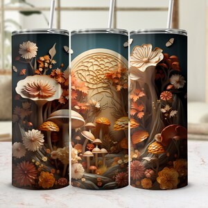 3D Fall Vibes 20 Oz Skinny Tumbler Wrap, Autumn Tumbler Sublimation, Hello Fall, Thanksgiving, Seamless Design, Instant Digital Download PNG