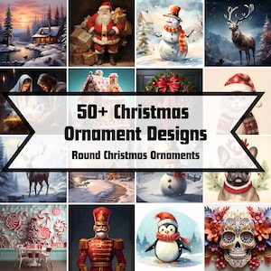 Paquet d’ornements de Noël, conception de sublimation d’ornement rond PNG, haute résolution, téléchargement numérique instantané
