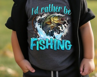 Toddler Fishing T-Shirt: I'd Rather Be Fishing, Unisex Design