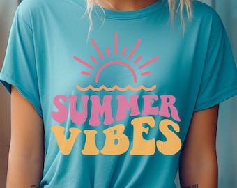 Koszulka Summer Vibes – Retro Beach Vibe, unisexowa bawełniana koszulka