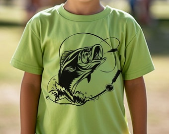 Boy Bass Fishing T-shirt Outdoor Sport Shirt for Boys Bass Fishing Tshirt for Youth Boys Fishing Shirt for Youth Boys Gift for Boys Fishing
