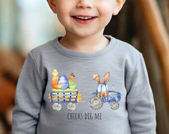 Chicks Dig Me Tshirt dla malucha Wielkanocna koszulka dla chłopca Wielkanocna koszulka dla chłopców Wielkanocna koszulka dla dzieci Wielkanocne koszulki dla chłopców Wielkanocna bluza Wielkanocna chłopiec
