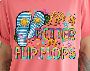 Life Is Better In Flip Flops Vacay Mode Retro Beach Shirt Summer Beach Shirt Beach Vibes Shirt Beach Tshirt Retro Summer Shirt Gift for Her