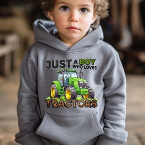 Tractor-trui voor jongens, trekker, hoody voor kinderen, boerderijtrui voor jongens, Navy - Print: Geel, 152 cm