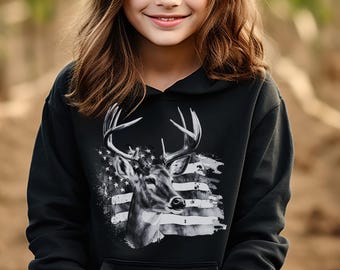 Sudadera de ciervo para niños, camiseta de ciervo para niños, sudadera con capucha de caza para niños, camiseta de caza para niños pequeños, camisetas de caza para niños, camisetas de ciervo para niños, ciervos para jóvenes