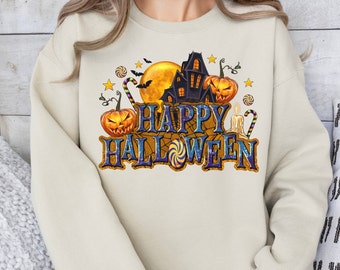 Espeluznante sudadera de Halloween Sudadera fantasma Sudadera de Halloween Sudadera espeluznante Sudadera fantasma Crewneck Suéter fantasma Mujeres Halloween Crewneck