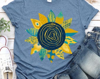 Floral Sunflower T-Shirt, Nature Lover Tee