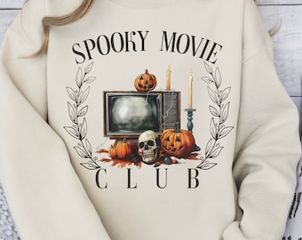 Sudadera del Club de Películas de Terror, Sudadera de cuello redondo con diseño de fantasma de Halloween