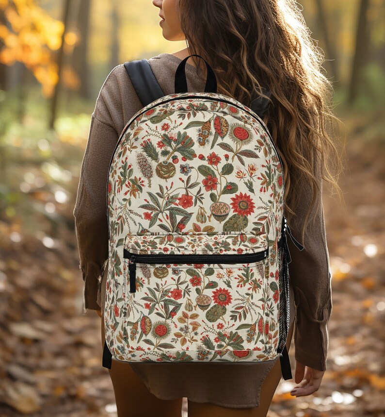 Floral Backpack for Travel Backpack Floral Gift Mothers Day Gift Bookbag for Gift Travel Bookbag for Girl Floral Bookbag Gift for Mother Day image 1