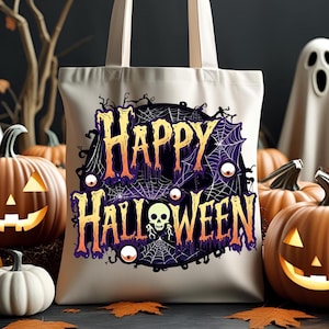 Trick or Treat Bag, Halloween Candy Bag, Kids Tote Halloween Bag Halloween Tote for Kids Halloween Bag Happy Halloween Candy Bag for Kids