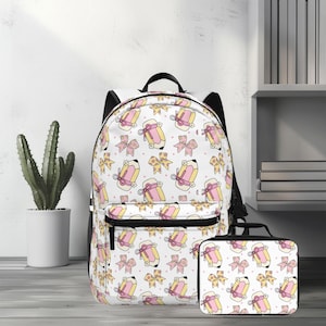Girls Backpack and Lunch Box Set, Back to School Cute Bookbag, Girl Lunchbox Combo, Pink Bow, Back to School Gear, Girl School Supplies