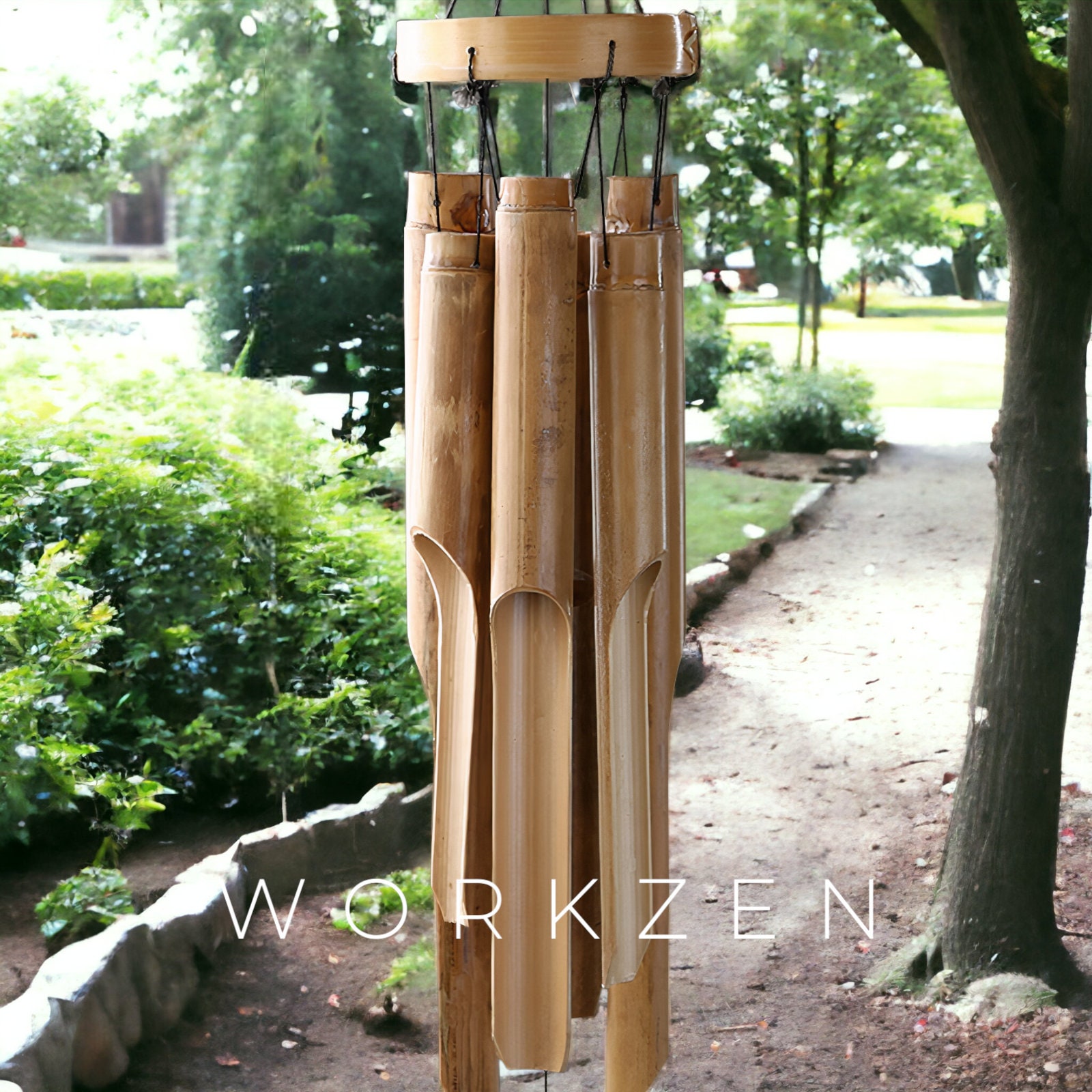 Carillons éoliens en bois de 30 po Grand carillon éolien en bambou  d'extérieur, 10 tubes sonores en bambou 60 cm Carillons éoliens pour  décoration extérieure/intérieure, artisanat fait main 