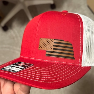 State Hats | Leatherette Patch Hat | All 50 States | Richardson 112 Leather Patch hat | State Flag Hat | State Hat | Custom Hat
