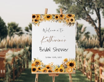Sunflower Bridal Shower Welcome Sign, Yellow Floral Welcome Sign Template, 24x36 20x30 18x24, Summer Bridal Shower Sign