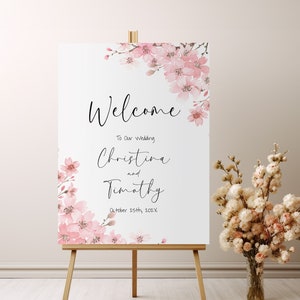 Cherry Blossom Wedding Welcome Sign Poster, Pink Floral Welcome Sign Template, 24x36 20x30 18x24, Spring Wedding Reception Sign