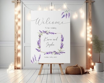 Lavender Wedding Welcome Sign Poster, Lilac Welcome Sign Template, 24x36 20x30 18x24, Wedding Reception Sign