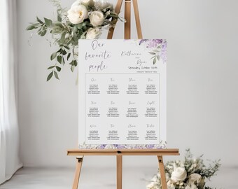 Plantilla para el plano de asientos de la boda con flores de lavanda (descarga digital)