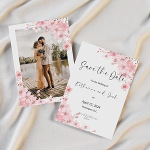 Kirschblüte Save the Date Vorlage, Sakura Hochzeitsdatumsankündigung, Hochzeit Save Date Card Printable 5 x 7 in