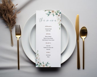 Weisses Blumen-Hochzeitsmenü, Hochzeitsmenü, Frühling (Digitaler Download)