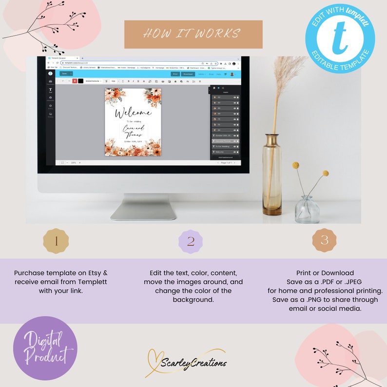 Cherry Blossom Wedding Menu Template, Spring Dinner Menu, Editable ...