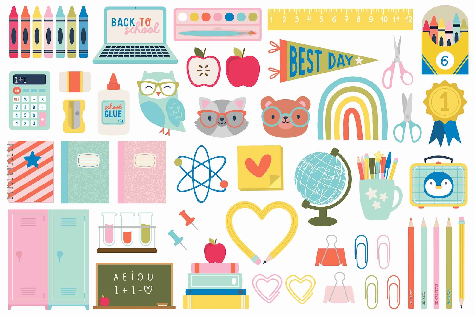 Back to School Clipart & Paper Set | Digital Clipart | Scrapbooking ...