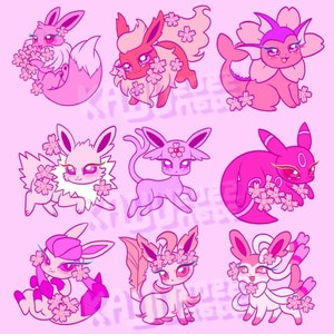 Charms acrílicos holográficos de Sakura Eeveelution