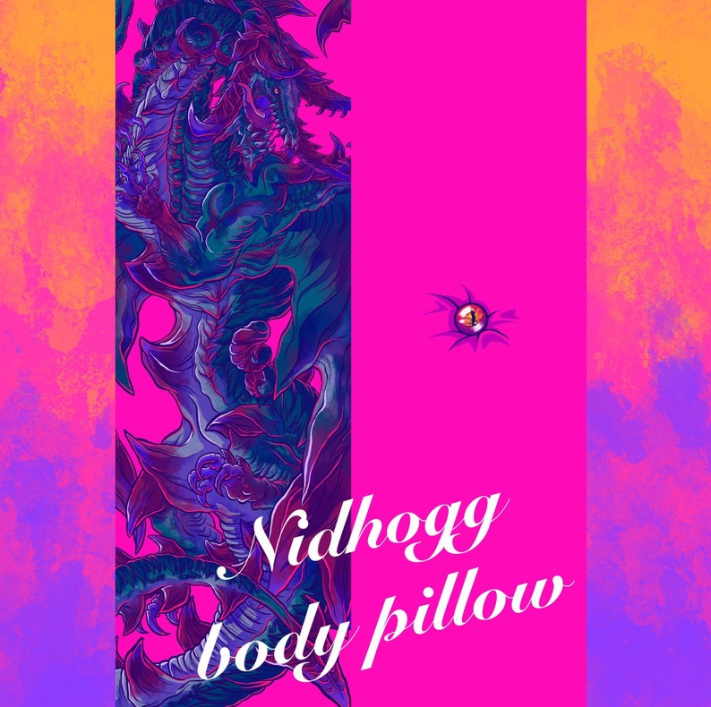 PREORDER FFXIV Nidhogg Dragon Double Sided Body Pillow image 2