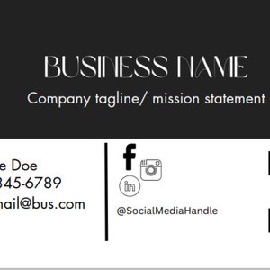 Digital Download Black and White Business Cards