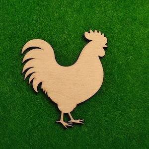 Progetti artigianali di gallo in legno fustellato Decorazione di gallo in legno Pollo maschio in legno grezzo Forme tagliate al laser Cappone Tema campagna