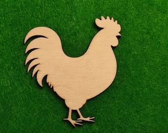 Wooden Rooster Die Cut: Unfinished Cockerel Craft Shape