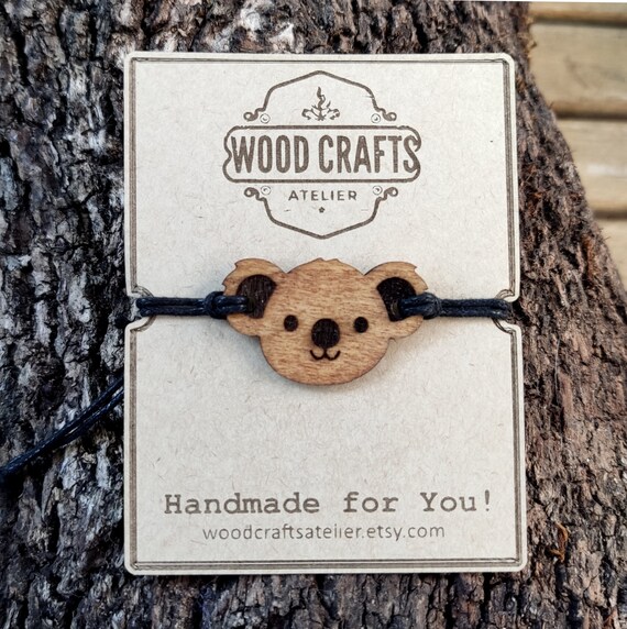 Wooden Koala Bracelet: Adjustable Handmade Charm Bracelet