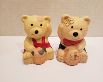 Vintage Honey Bear Salt and Pepper Shakers, Retro Collectibles