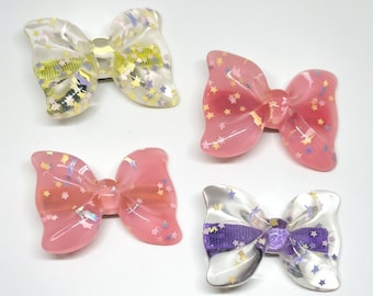 Fermaglio per capelli con fiocco glitterato grande - stile Kawaii