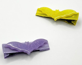 Pastel Bat Hair Clips Set of 2 - Kawaii Hair Clip in Yellow or Purple