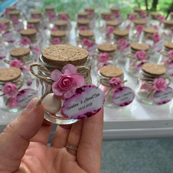 Sugared almonds in mini jars