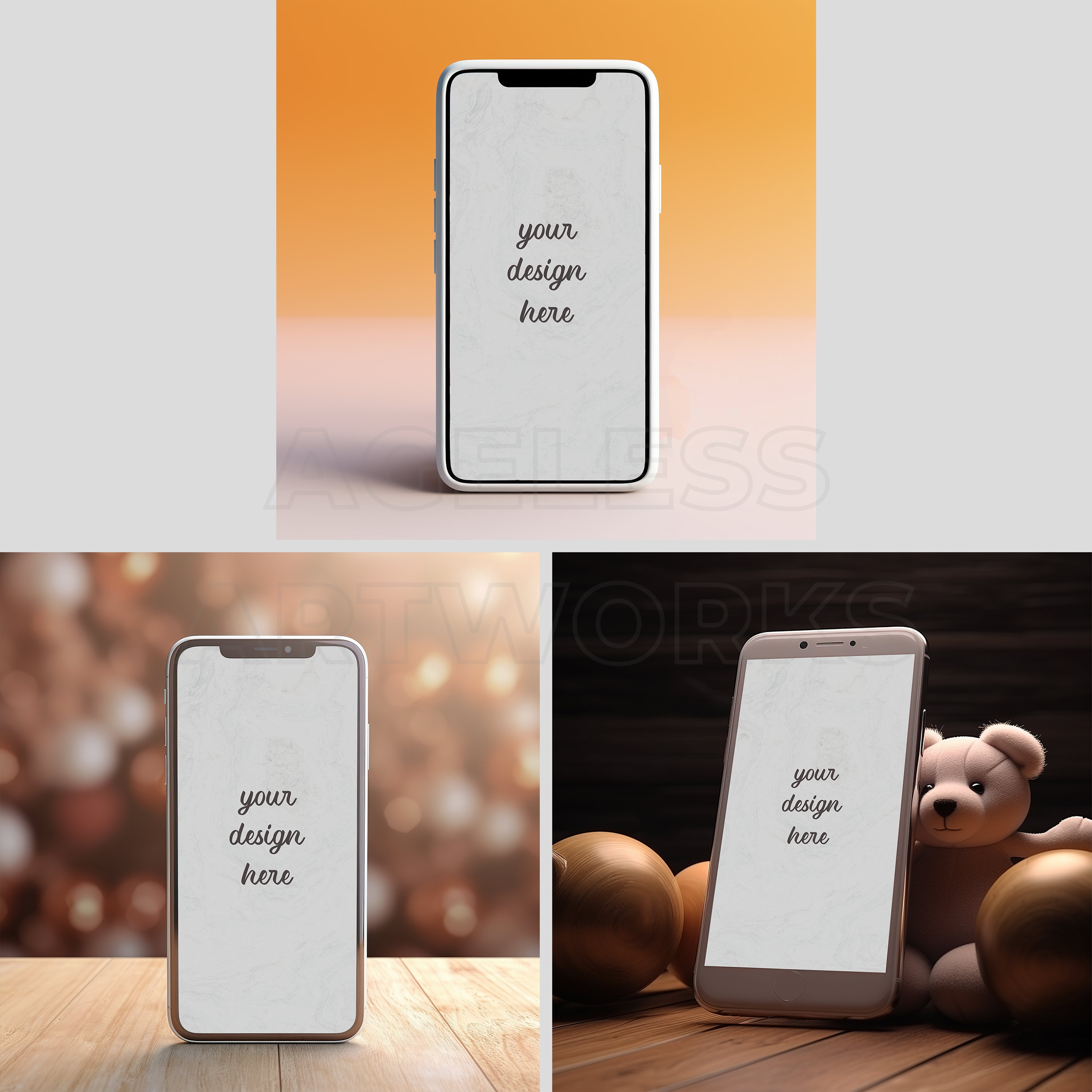 PNG & PSD Collection Bundle Phone Mockups Smartphone Mockups 9:16 Teddy ...