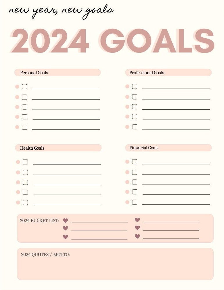 2025 Goals Template, Goals Printable Planner, 2025 Resolutions, 2025