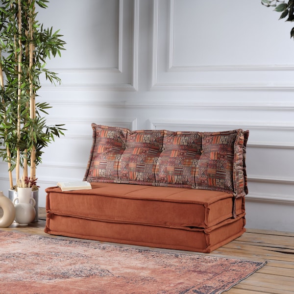 Brick Color Floor Sofa Bed, Reading Nook Floor Seating, Arabic Floor Seating Solution