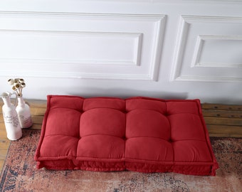 Custom Bench Cushion, Tufted Window Seat Cushion, Large Reading Nook Cushion